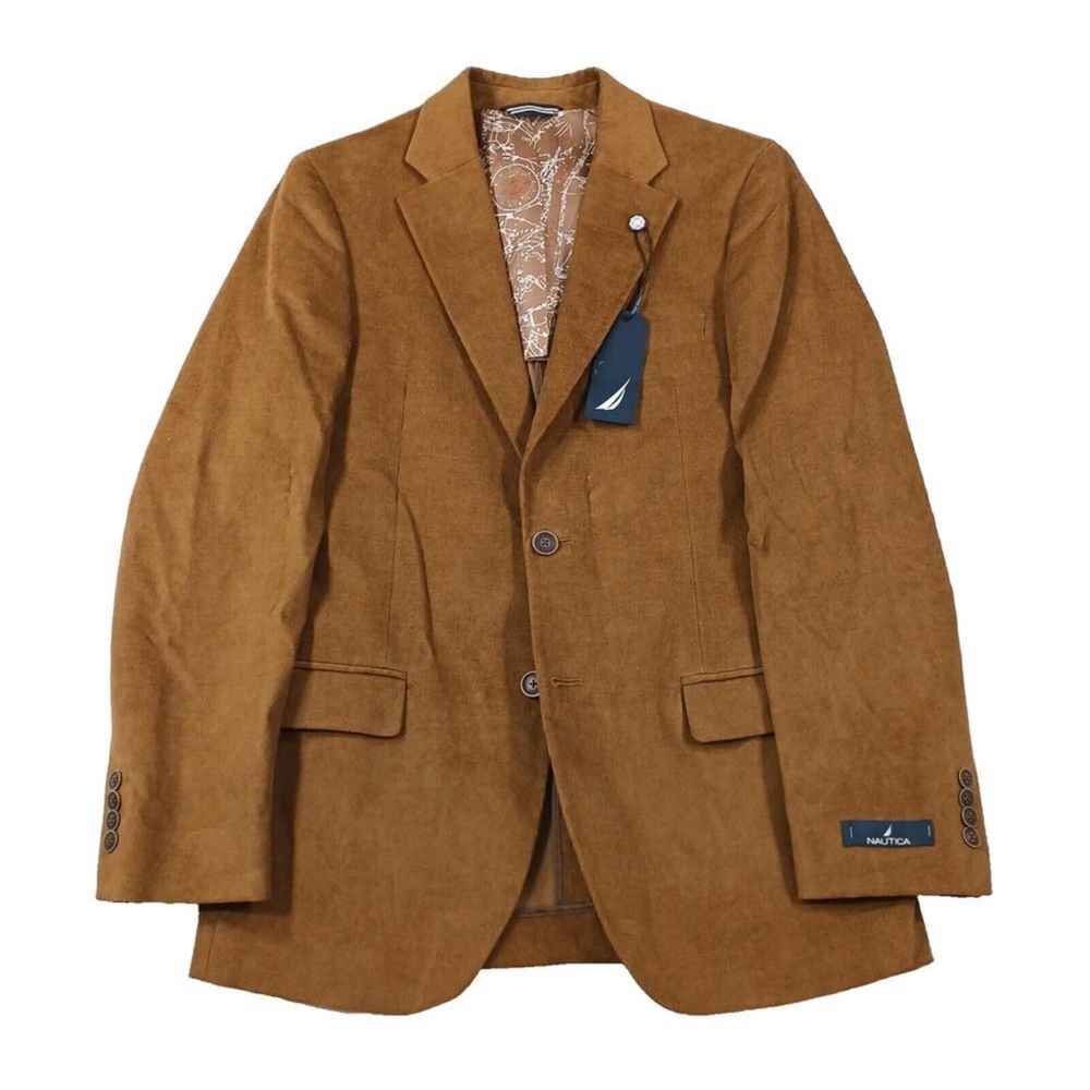 Nautica Corduroy Sport Coat Mens 36R 36 Tan Brown Stretch $295